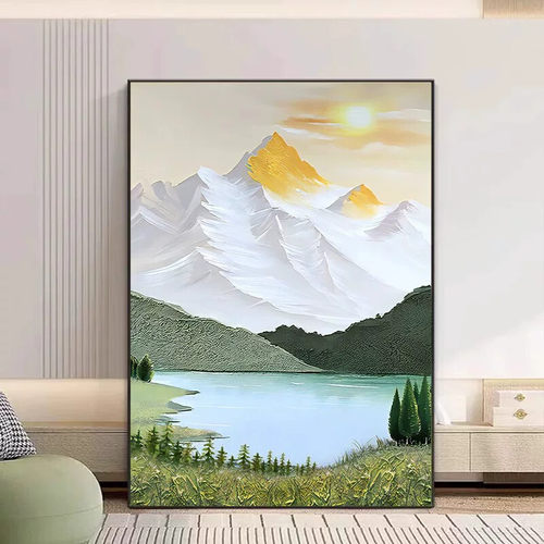 奶油风玄关装饰画小清新客厅落地画现代简约日照金山卧室饭厅壁画 - 封面