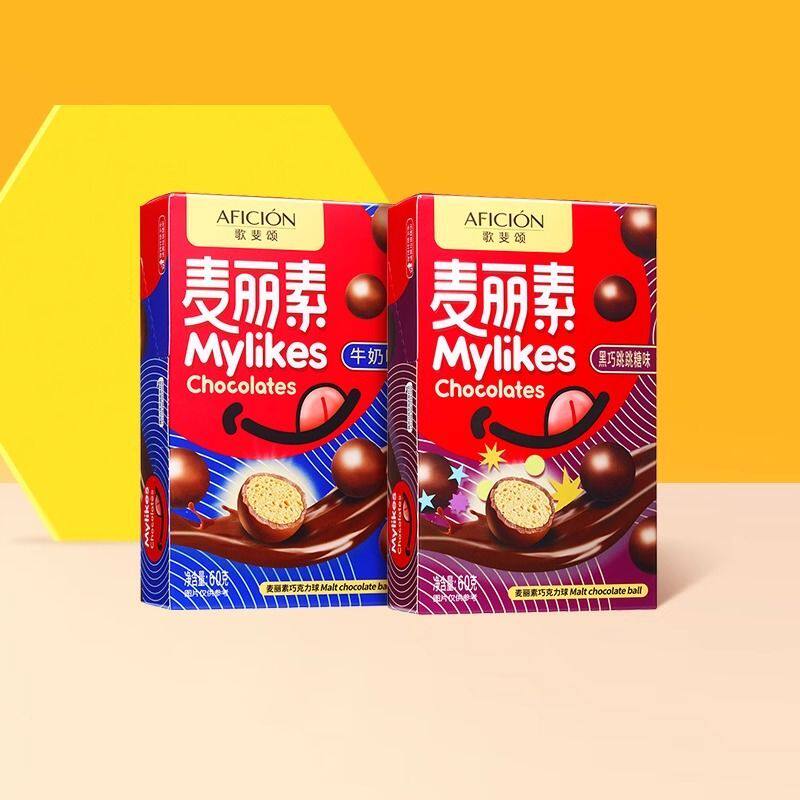歌斐颂黑巧克力跳跳糖麦丽素60g麦芽脆心球朱古力怀旧零食礼物4盒