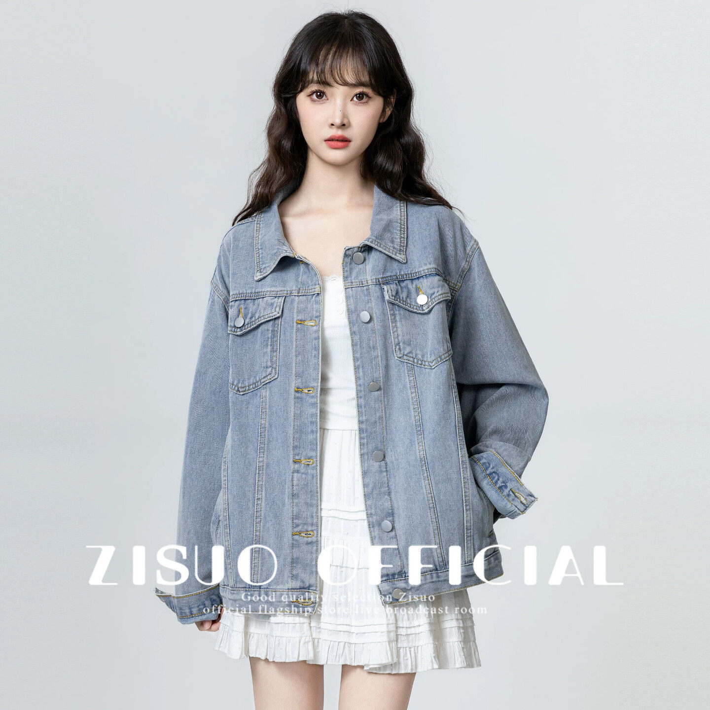 港风复古蓝色牛仔外套女2026春秋新款宽松bf风牛仔衣夹克学生上衣