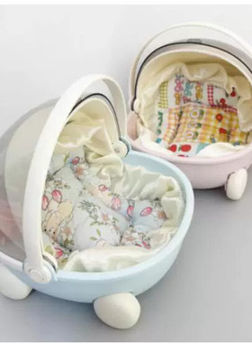 棉花娃娃娃用收纳盒娃床垫床品公仔玩偶bjd提篮摇篮推车花边垫