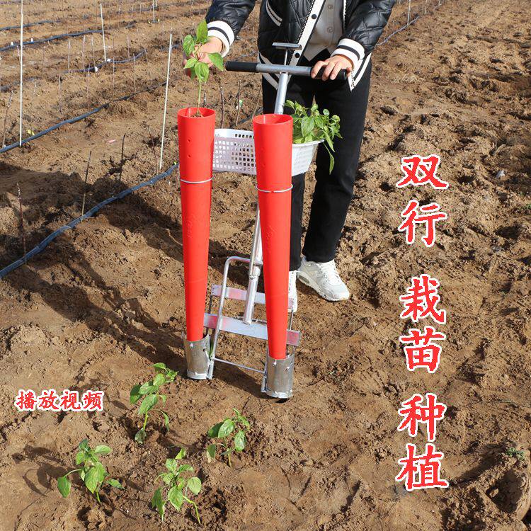 辣椒移栽机双行辣椒栽苗器新款蔬菜茄子番茄豆角栽苗工具移苗器