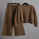 Round Neck Pants Two Leg Oversized Wide Women Sweater