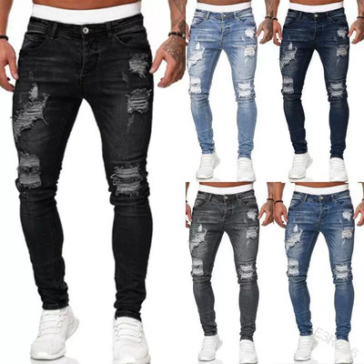 2025 New Men's Jeans Casual Slim Fit Skinny Men's Ripped