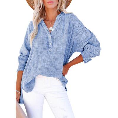 D 32367 Pleated Button Loose Blouses 褶皱纽扣宽松衬衫