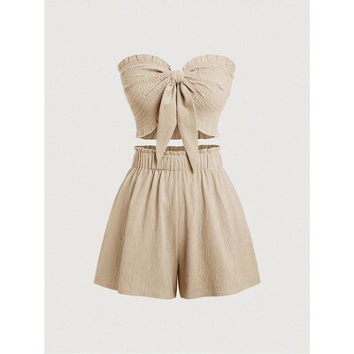 Womens Casual TwoPiece Set for Beach Dates Romantic Crop