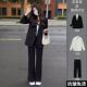 垫肩黑色西服外套教资工作面试职业正装 女大学生答辩新款 套装 西装