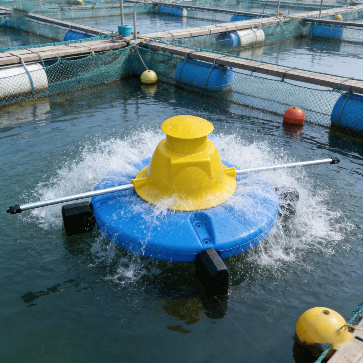 鱼塘增氧机涌浪推浪式大型大功率养鱼用水产养殖池塘专用增氧泵图片