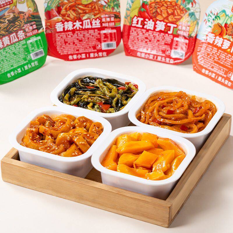 屋头下饭菜68g萝卜干学生宿舍早餐咸菜香辣黄瓜条出差旅便携盒装