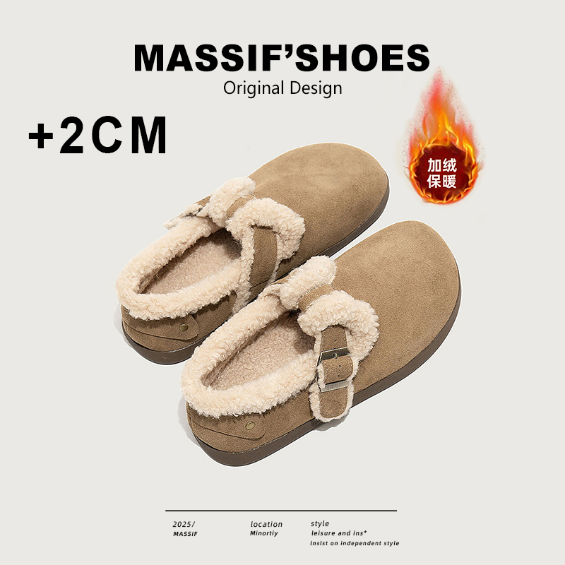 勃肯鞋女冬季外穿毛毛鞋棉鞋