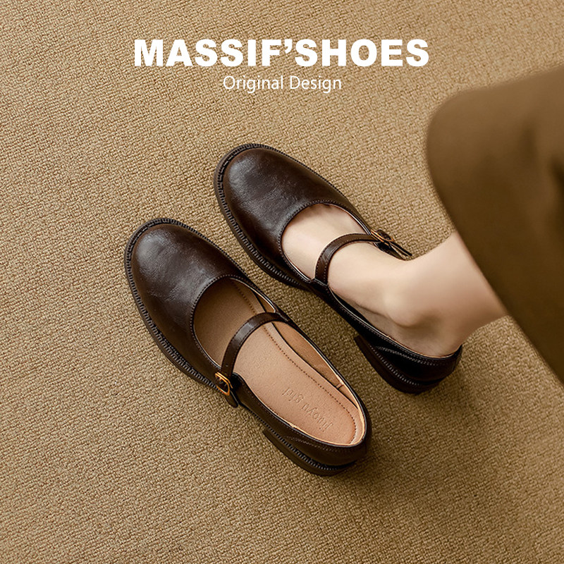 真皮软底玛丽珍鞋女2026春新款复古粗跟棕色单鞋英伦风职业小皮鞋,女鞋,玛丽珍鞋,淘宝优惠券,粉丝福利购,淘宝优惠卷