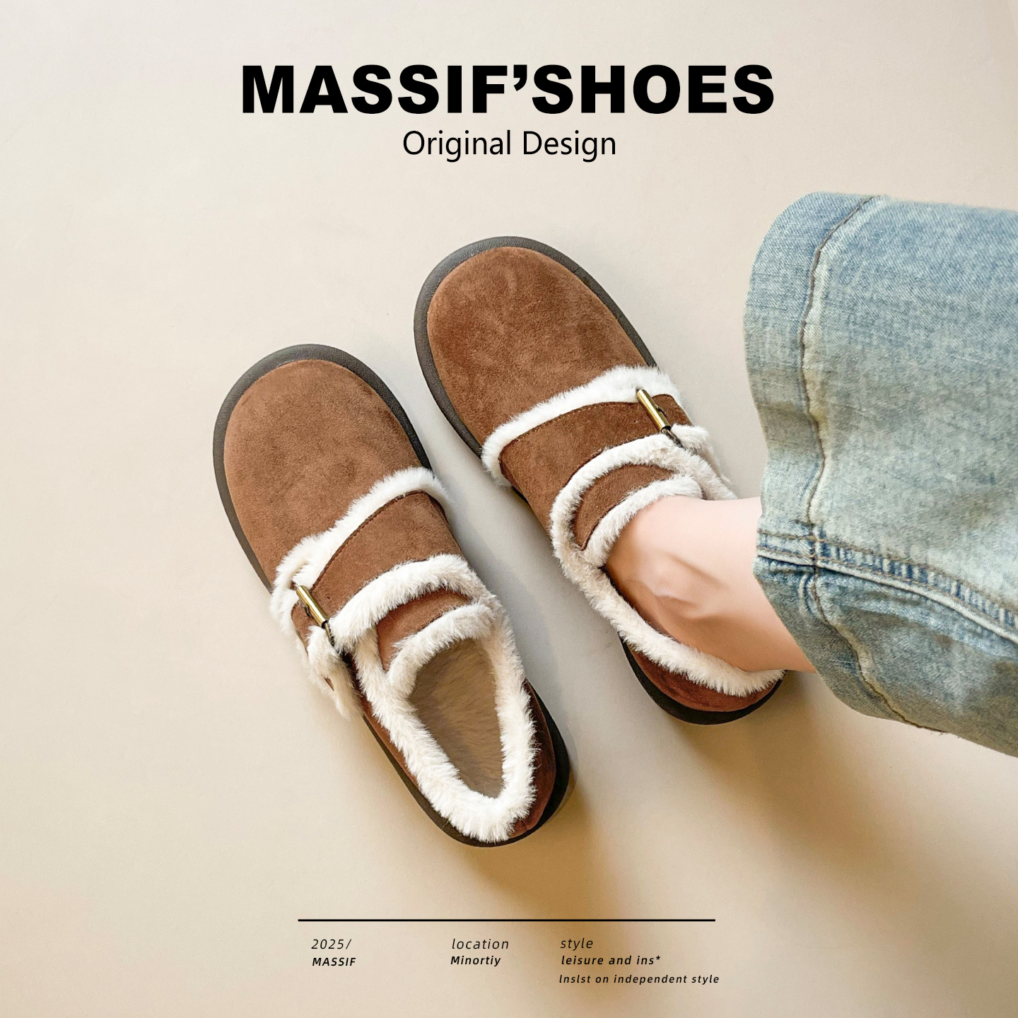 厚底毛毛鞋女真皮保暖加绒棉鞋