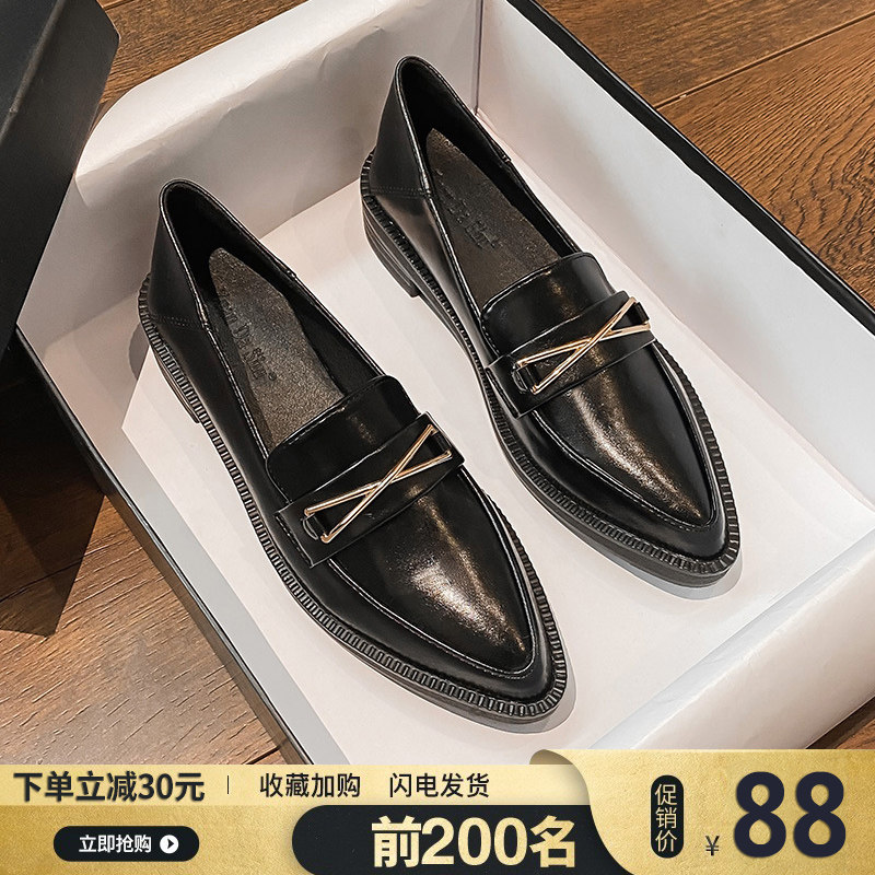 英伦风乐福鞋女2026新款春款百搭爆款鞋子女单鞋加绒保暖大码女鞋