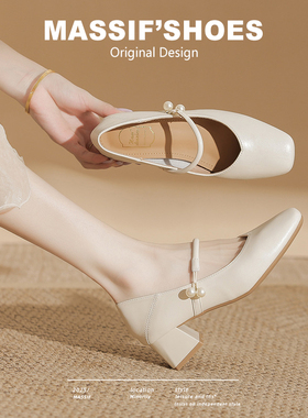 超软法式高跟鞋女真皮玛丽珍鞋复古旗袍软皮单鞋妈妈鞋工作晚晚鞋