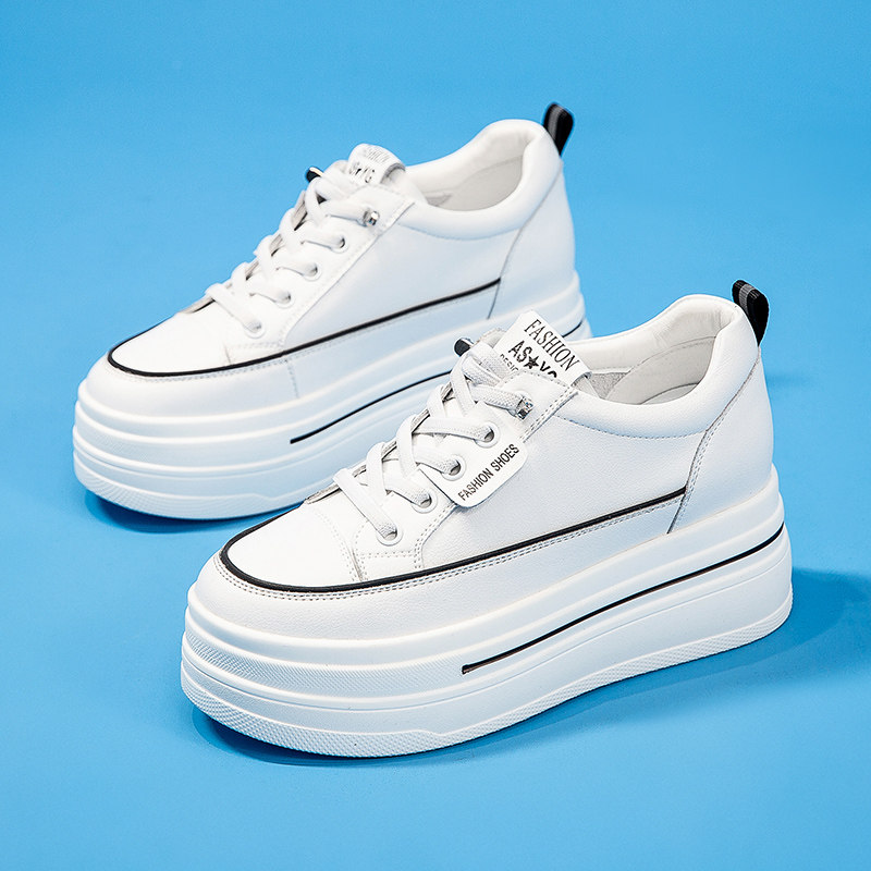 厚底内增高小白鞋女2026新款春款小个子松糕百搭真皮休闲运动女鞋