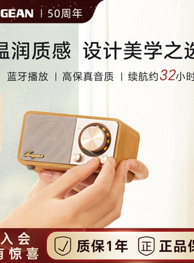 山进M1莫扎特蓝牙音响小型桌面家用音箱客厅礼物木制复古收音机