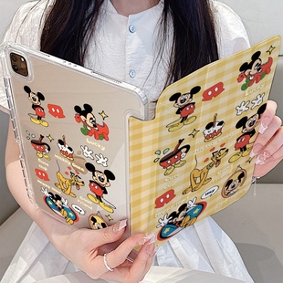 潮款米奇布鲁托苹果平板保护套适用iPadAir7新款Y形折叠ipad11带笔槽13寸air6女款11寸mini6保护壳iPad10卡通
