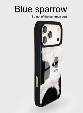 奶牛纹小黑猫适用iPhone17手机壳苹果17promax新款17pro刀锋菲林16/16pro女15/14时尚14pro防摔15pm小众13/12