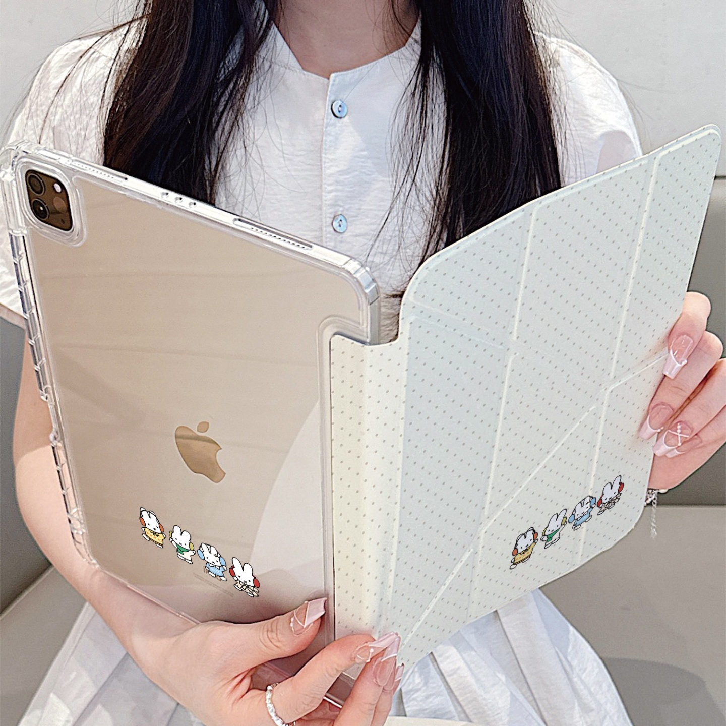 可爱波点米菲兔Y折平板保护壳