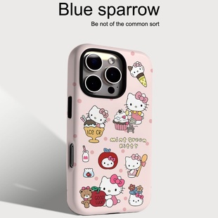 冰淇淋蛋糕KT猫适用iPhone16手机壳苹果16promax二合一菲林15 P80潮 15pro女14卡通14pro防摔14pm华为mate70