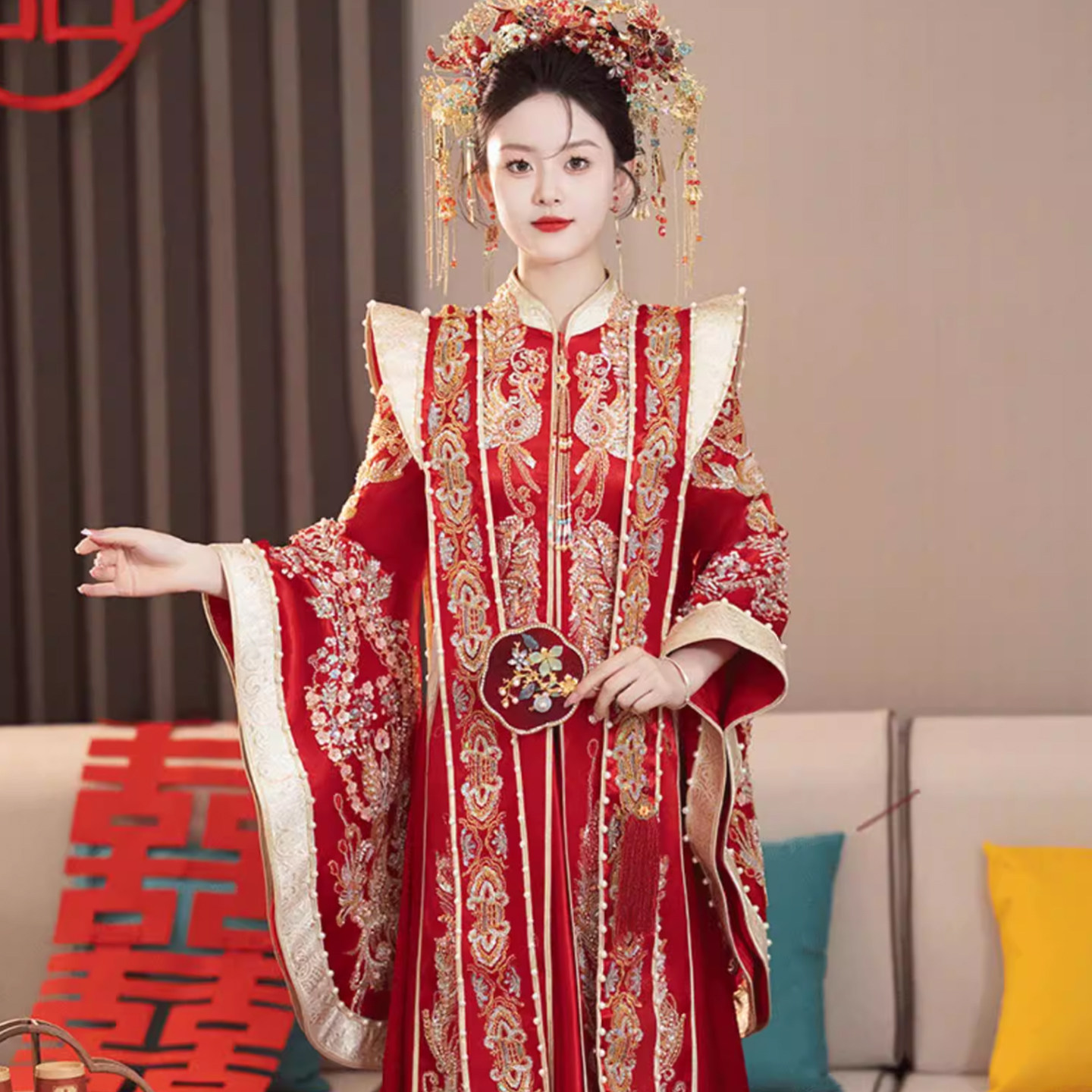 明制汉服新娘2026新款结婚服中式孕妇嫁衣重工凤冠霞披大码秀禾服