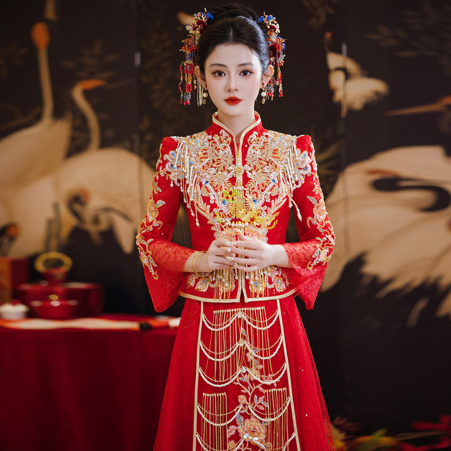 正红色秀禾服2026新款中式结婚服