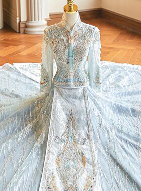 蓝色秀禾服婚服2026新款中式婚纱礼服高端结婚嫁衣薄款春夏新娘服
