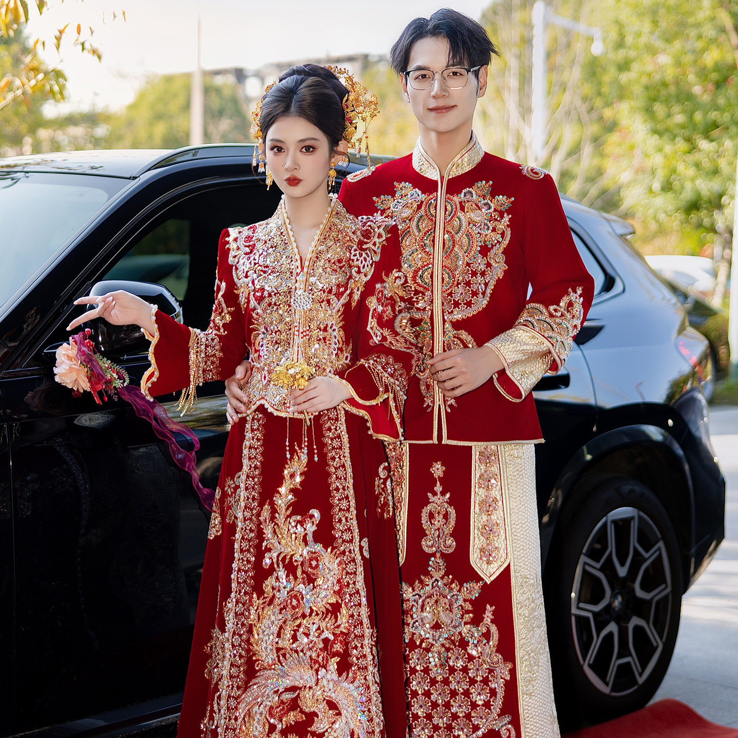 丝绒秀禾服婚服2026新款中式结婚敬酒服小个子喜服婚宴低领新娘服