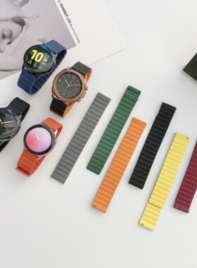 适用三星galaxy watch34567智能手表Active2吸磁硅胶表带20/22新