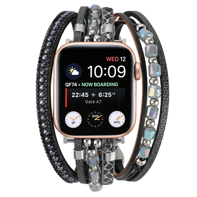 SUITABLE FOR APPLE IWATCH5678910 SMART WATCH SE ULTRA2 BRACELET NATIONAL RETRO BEADED STRAP FEMALE
