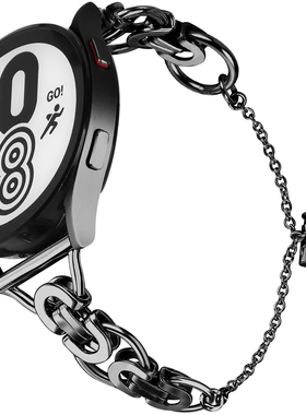 适用三星Galaxy watch34/56 7FE智能手表Active2朋克金属链子表带