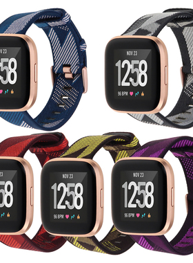 适用Fitbit versa/Lite智能手表带versa3/4Sense2代尼龙帆布表带