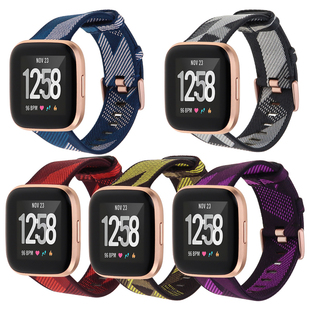 适用Fitbit versa/Lite智能手表带versa3/4Sense2代尼龙帆布表带