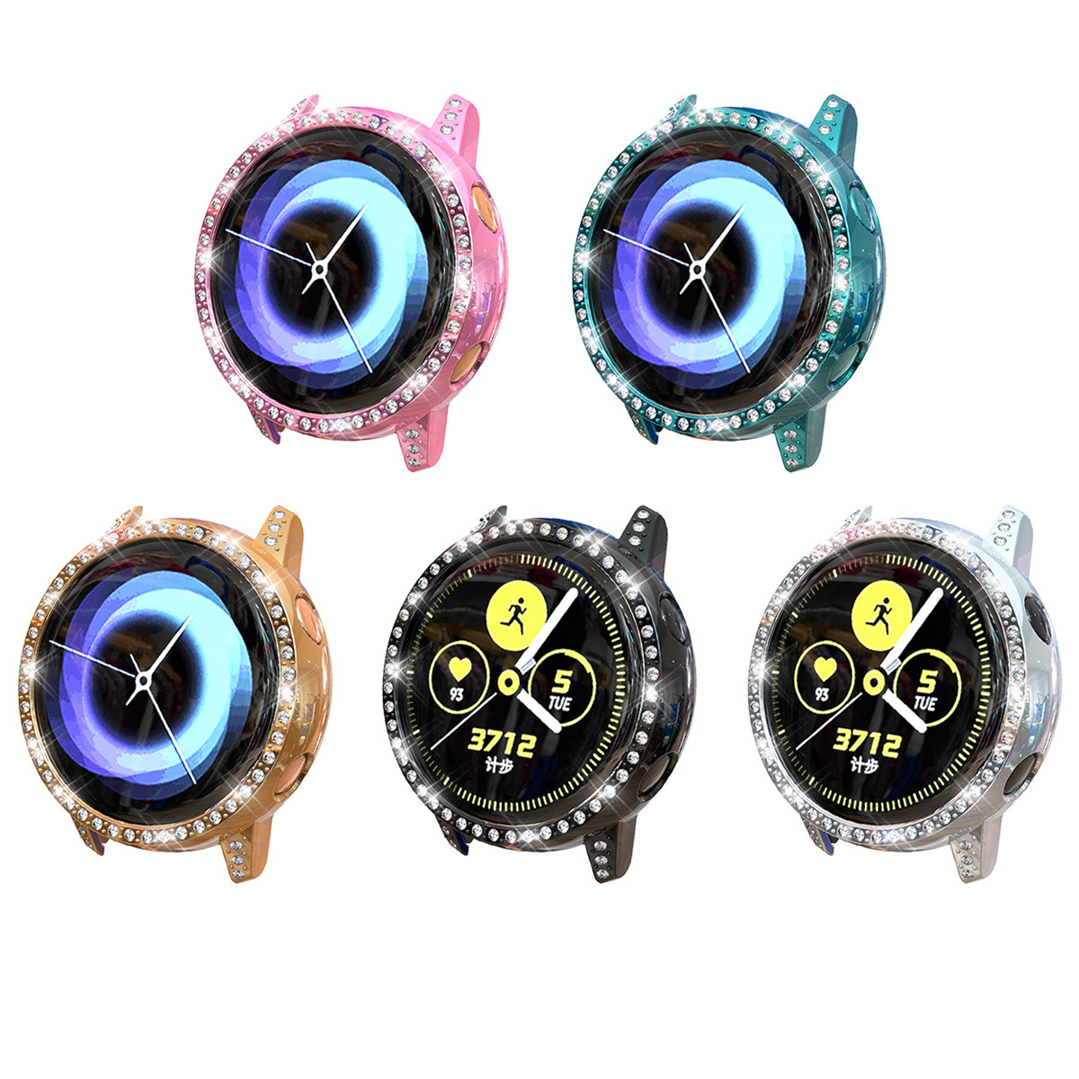 适配三星galaxy watch active手表保护壳s4pc电镀单排水钻镂空套