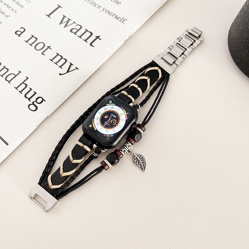 SUITABLE FOR APPLE IWATCHS10 89 SMART WATCH SEULTRA2 WATCH WOVEN BEADED BRACELET RETRO STRAP