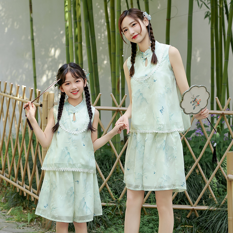不一样的亲子装母女套装2025新款夏装新中式两件套姐妹装国风汉服
