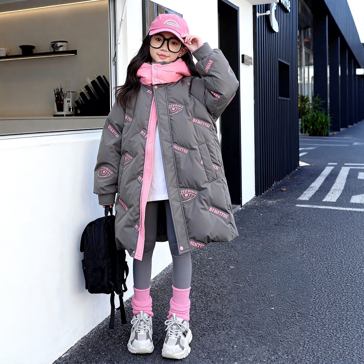 女童长款棉服冬装2025新款儿童加厚棉衣冬季中大童外套小女孩棉袄