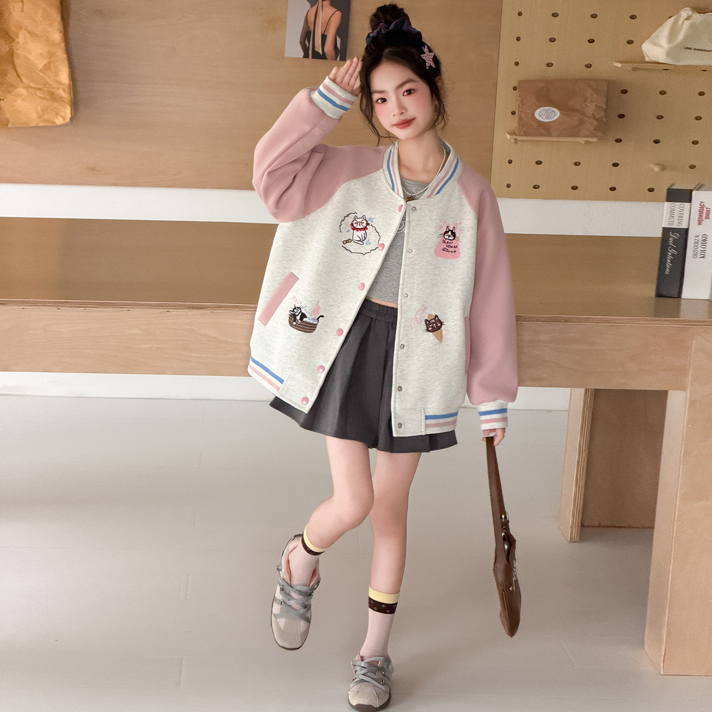 女童棒球服春秋款巨好看中大童外套秋季儿童上衣洋气女孩衣服秋装