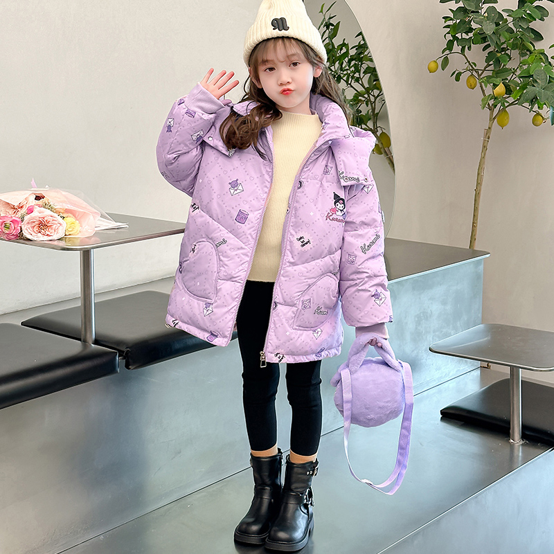库洛米女童羽绒服中长款