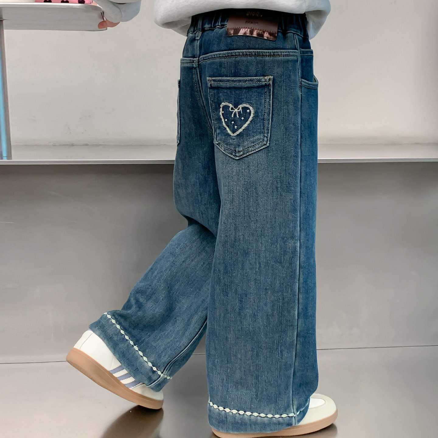 女童加绒牛仔裤冬季儿童一体绒裤子中大童阔腿裤冬装加厚休闲长裤,童装/婴儿装/亲子装,儿童牛仔裤,淘宝优惠券,粉丝福利购,淘宝优惠卷