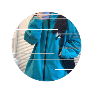 oversize卫衣女潮秋冬季初中生小个子雾霾蓝加绒加厚冬季外套