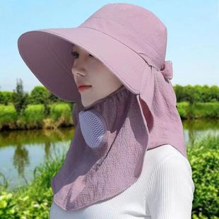 帽子女夏季 大檐帽采茶帽遮阳帽工地干农活太阳帽遮脸防晒凉帽护颈