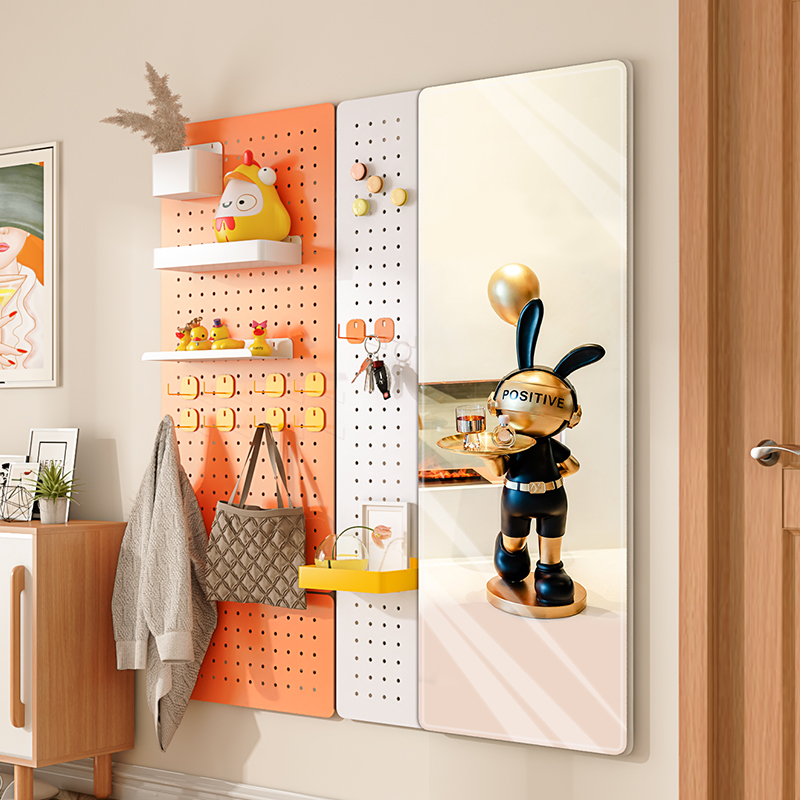 洞洞板挂墙镜子挂钩穿衣镜壁挂家用玄关试衣镜R卧室全身镜落地镜