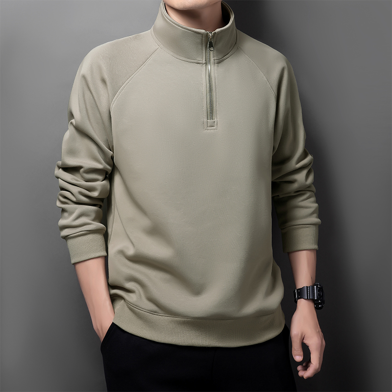 男春秋季卫衣立领上衣半拉链