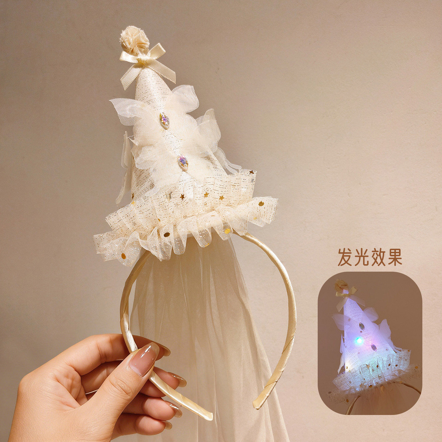 新款头纱发箍儿童女童头箍三周岁宝宝生日帽子发饰女孩发卡头饰