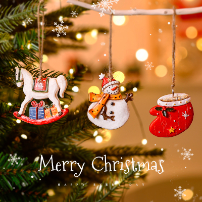 圣诞节装饰品树脂雪人手套袜子迷你圣诞树DIY氛围装饰布置小挂件