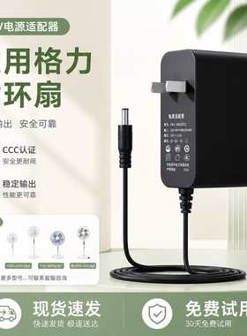 适用格力空气循环落地电风扇FXDZ-20X62/61/60/65/Beg3/Bag3/5/Bbg3/Bcg3供充电源适配器线插头配件24V1A1.5A