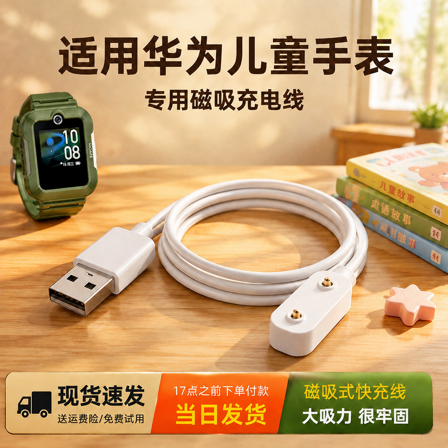 适用【华为儿童手表】磁吸充电线图片