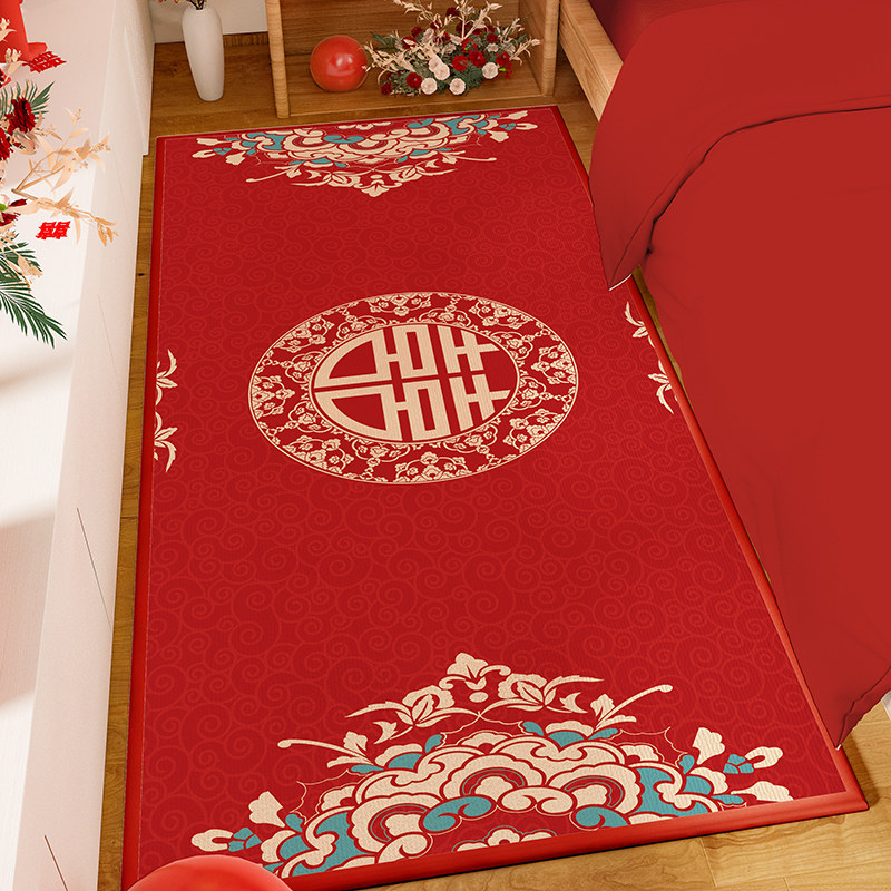 婚房喜字卧室红色地毯床边毯子结婚用品客厅茶几地垫新婚布置装饰,居家布艺,床边毯,淘宝优惠券,粉丝福利购,淘宝优惠卷