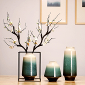 饰品摆件套装 景德镇陶瓷器花瓶中式 家居客厅玄关干花插花创意装