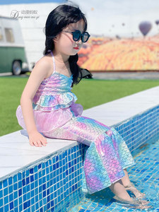 女童泳衣公主四五岁美人鱼尾巴沙滩比基尼游泳衣儿童泳装女孩洋气